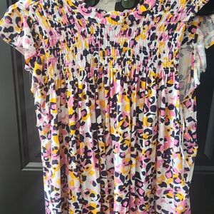 Crown & Ivy Pink and Yellow Animal Print Dress